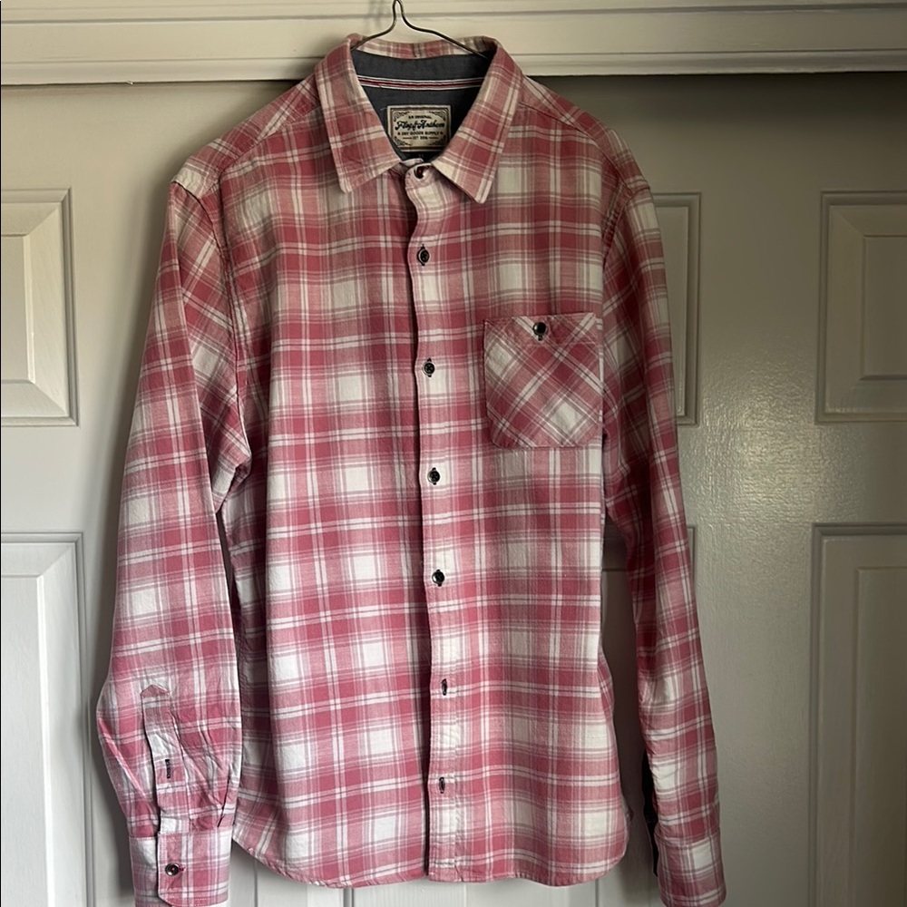 Soft Pink and White Casual Button Down Shirt